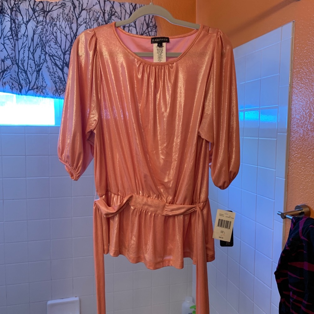 Rampage shiny pink party shirt NWT